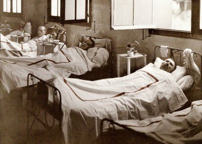 Wounded Soldiers from the Battlefield Near Laffaux at Saint-Paul Hospital During World War I, Soissons, Aisne, France, 1917 by Fernand Cuville